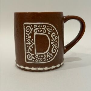 Pottery Barn Gingerbread D Initial Mug EUC